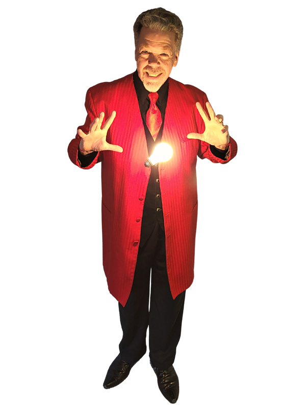 Dean Hankey, The DEAN of Success! VIP, 'Care-Is-Magic' Marketing Magician & People Pro! - Red Suit Dean With Light